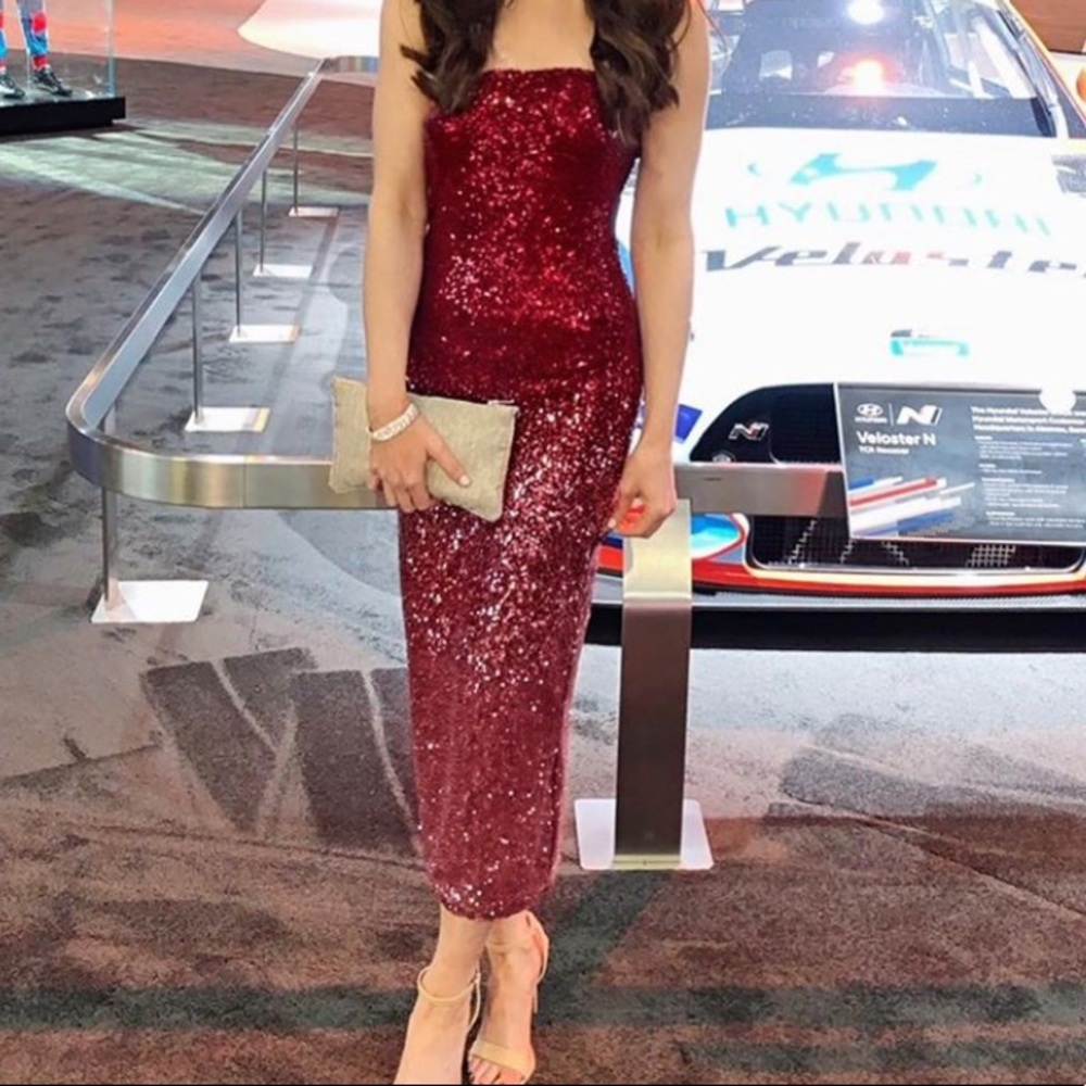 Akira Red Ombré Sequin Dress